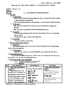 Giáo Án Đại Số Lớp 10 nâng cao - Chương III: Phương Trình Và Hệ Phương Trình