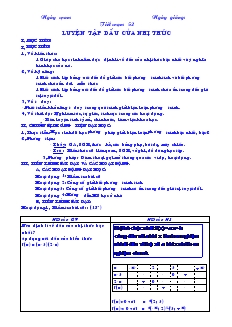 Giáo án Đại số lớp 10 nâng cao - Tiết 52: Luyện Tập Dấu Của Nhị Thức