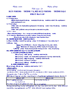 Giáo án Đại số lớp 10 nâng cao - Tiết 53: Bất Phương Trình Và Hệ Bất Phương Trình Bậc Nhất Hai Ẩn