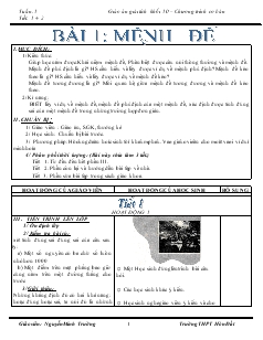 Giáo án Đại số lớp 10 - Nguyễn Minh Trường - Bài 1: Mệnh đề