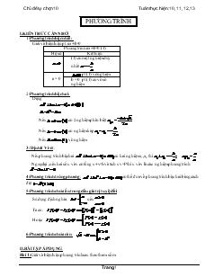 Giáo án Đại số lớp 10 - Phương trình