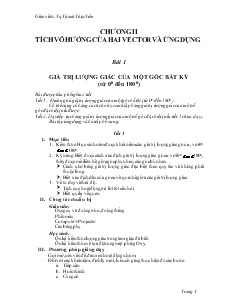 Giáo Án Đại Số Lớp 10 - Tạ Thanh Thủy Tiên - Chương II: Tích Vô Hướng Của Hai Vector Và Ứng Dụng