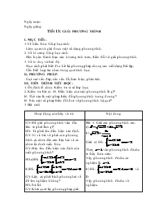 Giáo án Đại số lớp 10 - Tiết 13: Giải phương trình