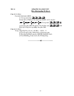 Giáo án Đại số lớp 10 - Tiết 14: Đề kiểm tra một tiết môn: Hình học lớp 10