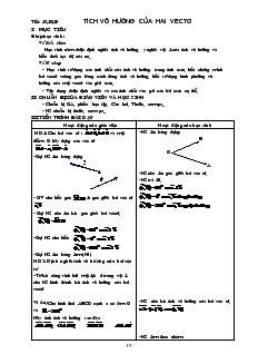 Giáo án Đại số lớp 10 - Tiết 17, 18, 19: Tích vô hướng của hai vectơ