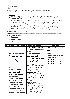 Giáo án Đại số lớp 10 - Tiết 3: Hệ thức lượng trong tam giác