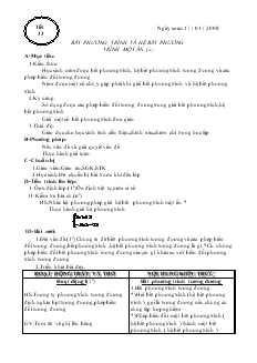 Giáo án Đại số lớp 10 - Tiết 33: Bất phương trình và hệ bất phương trình một ẩn