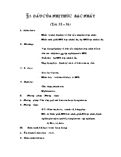 Giáo án Đại số lớp 10 - Tiết 35 – 36: Dấu Của Nhị Thức Bậc Nhất