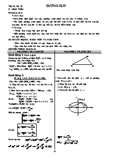 Giáo án Đại số lớp 10 - Tiết 37, 38, 39: Đường elíp