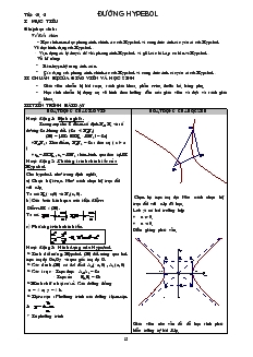 Giáo án Đại số lớp 10 - Tiết 40, 41: Đường Hypebol