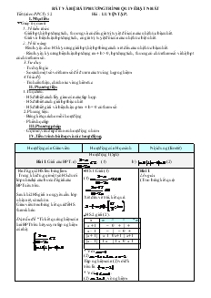 Giáo án Đại số lớp 10 - Tiết 52: Bất và hệ bất phương trình qui về bật nhất - luyện tập