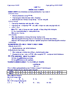 Giáo án Đại số lớp 10 - Tiết 74: Kiểm tra 45 phút