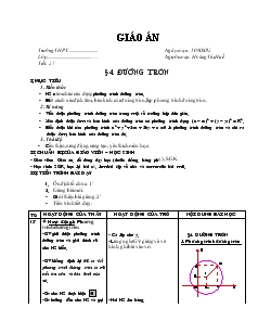 Giáo án Hình học 10 - Bài 4: Đường tròn