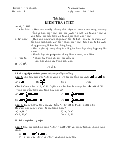 Giáo án Hình học 10 - Tiết 14: Kiểm tra 1tiết