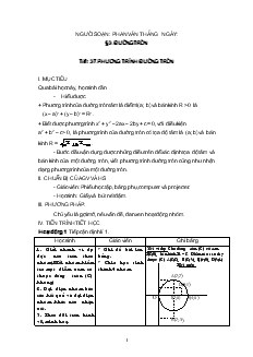 Giáo án Hình học 10 - Tiết 37: Phương trình đường tròn