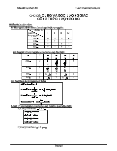 Giáo án Hình học lớp 10 - Chủ đề: Cung và góc lượng giác công thức lượng giác