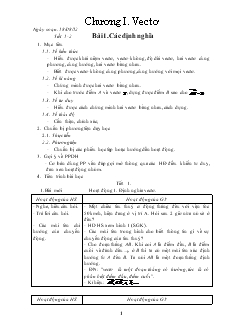 Giáo án Hình học lớp 10 - Chương I: Vectơ