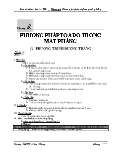 Giáo án Hình học lớp 10 cơ bản - Chương 3: Phương pháp tọa độ trong mặt phẳng.