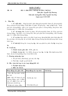 Giáo án Hình học lớp 10 cơ bản - Tiết 30 - Bài 1: Phương Trình Đường Thẳng