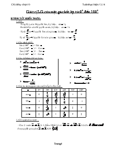 Giáo án Hình học lớp 10 - Giá trị lượng giác của một góc bất kỳ từ 00 đến 1800
