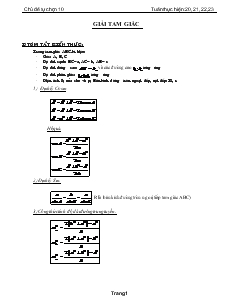 Giáo án Hình học lớp 10 - Giải tam giác