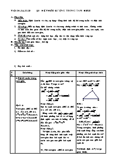 Giáo án Hình học lớp 10 nâng cao - Tiết 20-21-22-23 Bài 3: Hệ Thức Lượng Trong Tam Giác