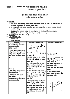 Giáo án Hình học lớp 10 nâng cao - Tiết 27-28 Bài 1: Phương Trình Tổng Quát Của Đường Thẳng