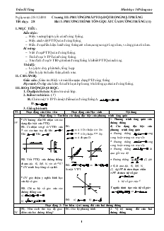 Giáo Án Hình Học Lớp 10 Nâng Cao - Tiết 28 - Bài 1: Phương Trình Tổng Quát Của Đường Thẳng (tiếp)