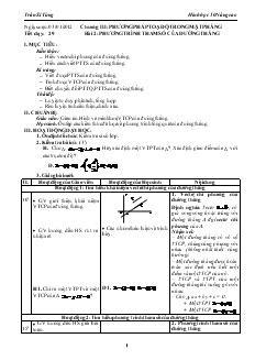 Giáo án Hình học lớp 10 nâng cao - Tiết 29 - Bài 2: Phương Trình Tham Số Của Đường Thẳng