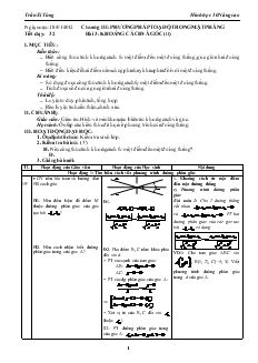 Giáo án Hình học lớp 10 nâng cao - Tiết 32 - Bài 3: Khoảng Cách Và Góc (tiếp)