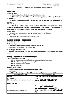 Giáo án Hình học lớp 10 nâng cao - Tiết 3+4: Véc Tơ Và Các Phép Toán Véc Tơ