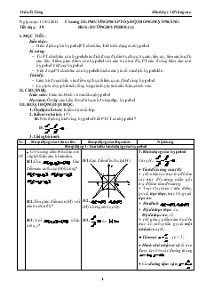 Giáo án Hình học lớp 10 nâng cao - Tiết 39 - Bài 6: Đường Hypebol (tiếp)