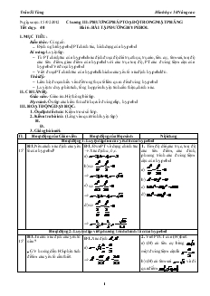 Giáo án Hình học lớp 10 nâng cao - Tiết 40 - Bài 6: Bài Tập Đường Hypebol