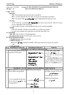 Giáo án Hình học lớp 10 nâng cao - Tiết 42 - Bài 6: Đường Parabol (tiếp)