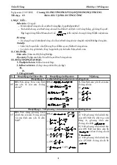 Giáo án Hình học lớp 10 nâng cao - Tiết 45 - Bài 6: Bài Tập Ba Đường Cônic