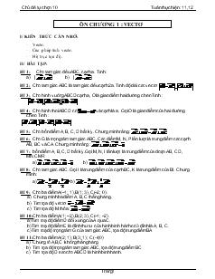 Giáo án Hình học lớp 10 - Ôn chương 1: Vectơ