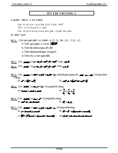 Giáo án Hình học lớp 10 - Ôn tập chương 2