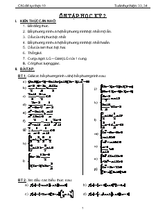 Giáo án Hình học lớp 10 - Ôn tập học kỳ 2