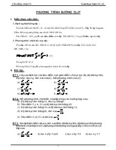 Giáo án Hình học lớp 10 - Phương trình đường elip