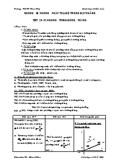 Giáo Án Hình Học Lớp 10 - Tiết 29-32: Phương Trình Đường Thẳng