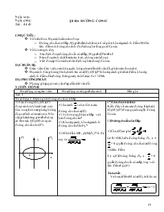 Giáo án Hình học lớp 10 - Tiết 44, 45 - Bài 8: Ba đường conic