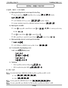 Giáo án Hình học lớp 10 - Tổng - Hiệu vectơ