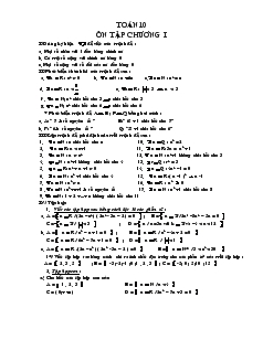 Giáo án Toán 10: Ôn tập chương I