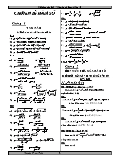 Hệ thống câu hỏi - Chuyên đề hàm số lớp 12