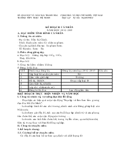 Kế hoạch cá nhân năm học 2012 - 2013