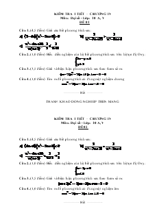 Kiểm tra 1 tiết – chương 4 môn: đại số - Lớp: 10