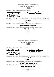 Kiểm tra 1 tiết – chương IV môn: đại số - Lớp: 10