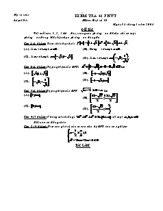 Kiểm tra 45 phút môn: Đại số 10 năm 2008