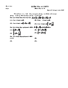 Kiểm tra 45 phút môn: Đại số 10