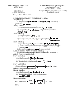 Kiểm tra chất lượng học kỳ 1 năm học: 2012 – 2013 môn thi: toán – lớp 10 (tiết 6)